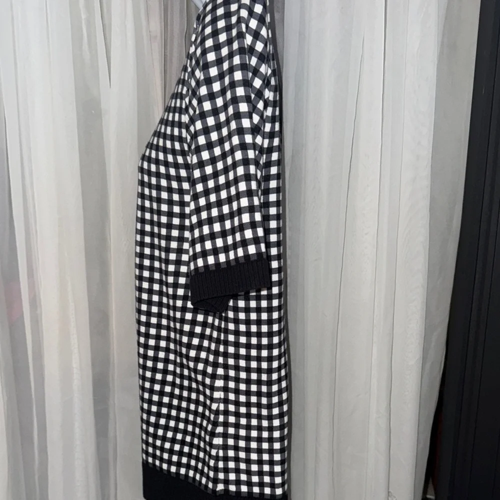 Christopher & Banks Black and White Checkered Cardigan